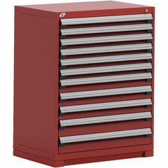 Rousseau Metal - 11 Drawer Flame Red Steel Modular Storage Cabinet - Americas Industrial Supply