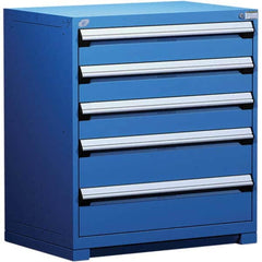 Rousseau Metal - 5 Drawer Avalanche Blue Steel Modular Storage Cabinet - Americas Industrial Supply