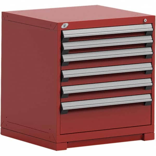 Rousseau Metal - 6 Drawer Flame Red Steel Modular Storage Cabinet - Americas Industrial Supply
