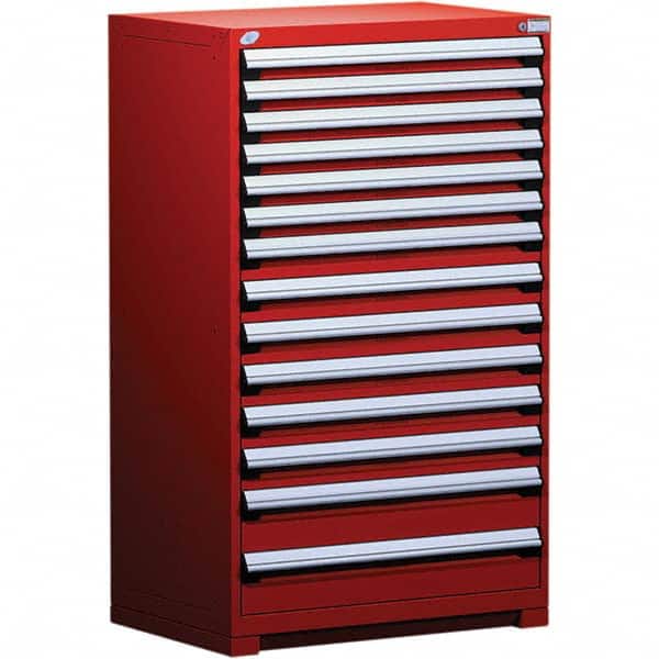 Rousseau Metal - 14 Drawer Flame Red Steel Modular Storage Cabinet - Americas Industrial Supply