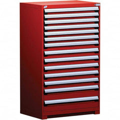 Rousseau Metal - 14 Drawer Flame Red Steel Modular Storage Cabinet - Americas Industrial Supply