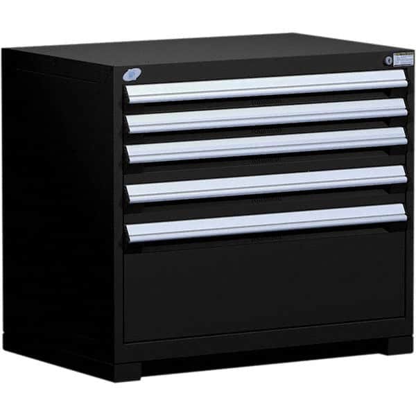 Rousseau Metal - 5 Drawer Black Steel Modular Storage Cabinet - Americas Industrial Supply