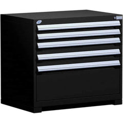 Rousseau Metal - 5 Drawer Black Steel Modular Storage Cabinet - Americas Industrial Supply
