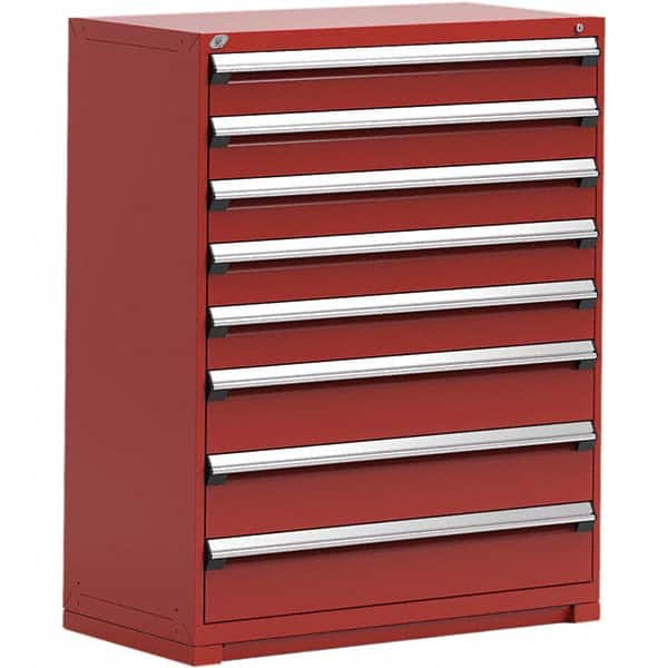 Rousseau Metal - 8 Drawer Flame Red Steel Modular Storage Cabinet - Americas Industrial Supply