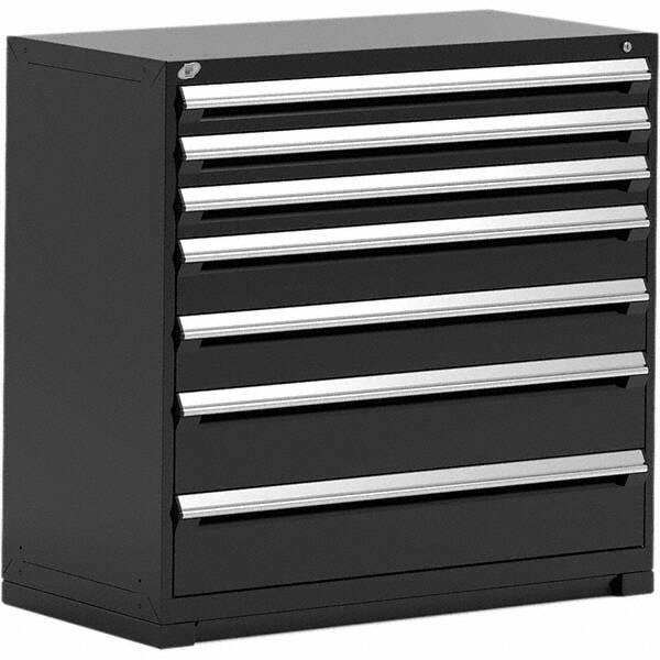 Rousseau Metal - 7 Drawer Black Steel Modular Storage Cabinet - Americas Industrial Supply