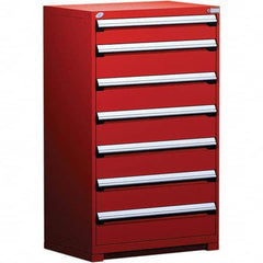 Rousseau Metal - 7 Drawer Flame Red Steel Modular Storage Cabinet - Americas Industrial Supply