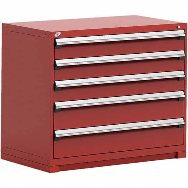 Rousseau Metal - 5 Drawer Flame Red Steel Modular Storage Cabinet - Americas Industrial Supply