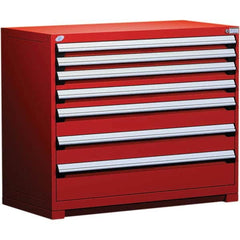 Rousseau Metal - 7 Drawer Flame Red Steel Modular Storage Cabinet - Americas Industrial Supply