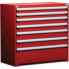 Rousseau Metal - 7 Drawer Flame Red Steel Modular Storage Cabinet - Americas Industrial Supply