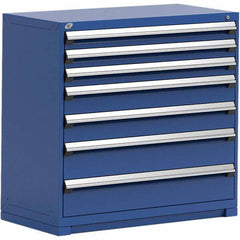 Rousseau Metal - 7 Drawer Avalanche Blue Steel Modular Storage Cabinet - Americas Industrial Supply
