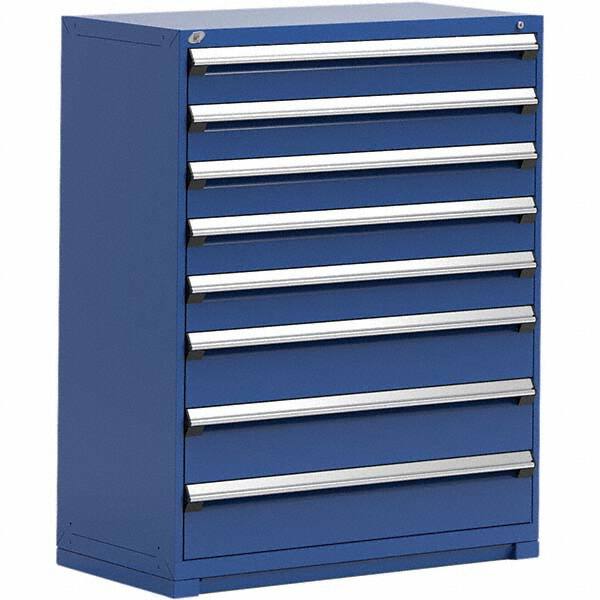 Rousseau Metal - 8 Drawer Avalanche Blue Steel Modular Storage Cabinet - Americas Industrial Supply