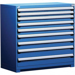 Rousseau Metal - 9 Drawer Avalanche Blue Steel Modular Storage Cabinet - Americas Industrial Supply