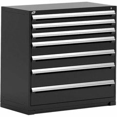 Rousseau Metal - 7 Drawer Black Steel Modular Storage Cabinet - Americas Industrial Supply