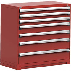 Rousseau Metal - 7 Drawer Flame Red Steel Modular Storage Cabinet - Americas Industrial Supply