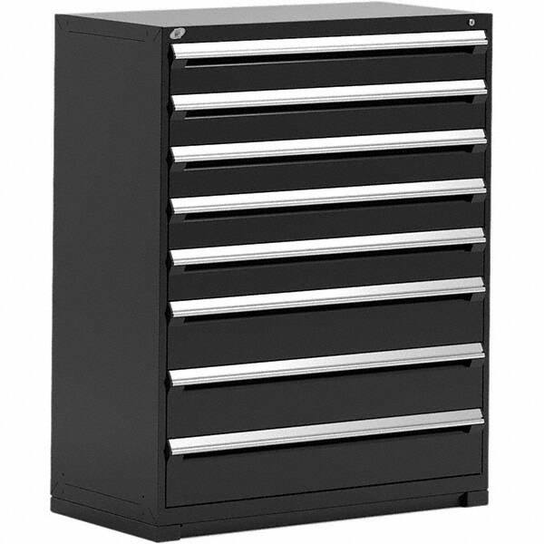 Rousseau Metal - 8 Drawer Black Steel Modular Storage Cabinet - Americas Industrial Supply