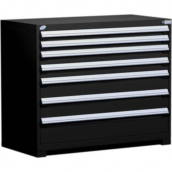 Rousseau Metal - 7 Drawer Black Steel Modular Storage Cabinet - Americas Industrial Supply
