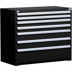 Rousseau Metal - 7 Drawer Black Steel Modular Storage Cabinet - Americas Industrial Supply