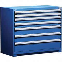 Rousseau Metal - 7 Drawer Avalanche Blue Steel Modular Storage Cabinet - Americas Industrial Supply