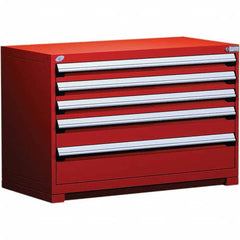 Rousseau Metal - 5 Drawer Flame Red Steel Modular Storage Cabinet - Americas Industrial Supply