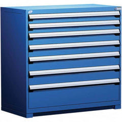 Rousseau Metal - 7 Drawer Avalanche Blue Steel Modular Storage Cabinet - Americas Industrial Supply
