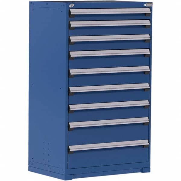 Rousseau Metal - 9 Drawer Avalanche Blue Steel Modular Storage Cabinet - Americas Industrial Supply