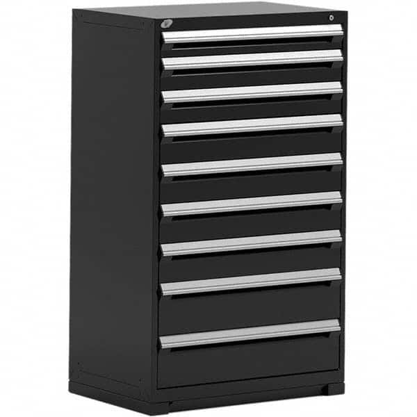 Rousseau Metal - 9 Drawer Black Steel Modular Storage Cabinet - Americas Industrial Supply