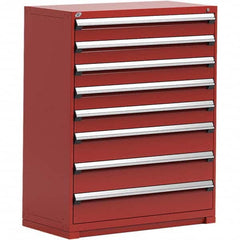Rousseau Metal - 8 Drawer Flame Red Steel Modular Storage Cabinet - Americas Industrial Supply
