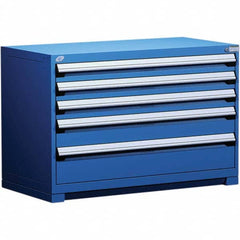 Rousseau Metal - 5 Drawer Avalanche Blue Steel Modular Storage Cabinet - Americas Industrial Supply