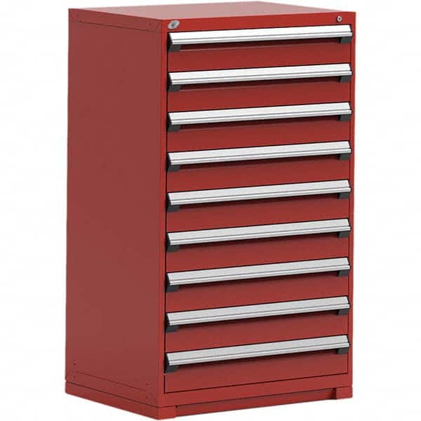Rousseau Metal - 9 Drawer Flame Red Steel Modular Storage Cabinet - Americas Industrial Supply