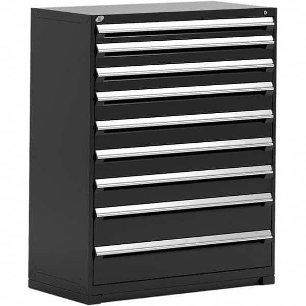 Rousseau Metal - 9 Drawer Black Steel Modular Storage Cabinet - Americas Industrial Supply