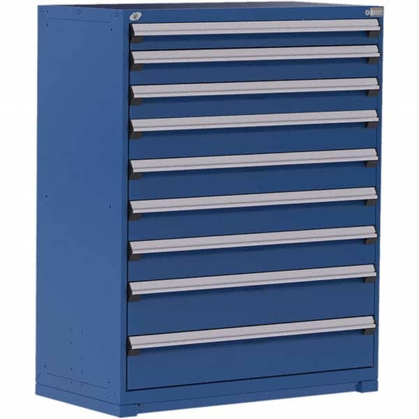 Rousseau Metal - 9 Drawer Avalanche Blue Steel Modular Storage Cabinet - Americas Industrial Supply