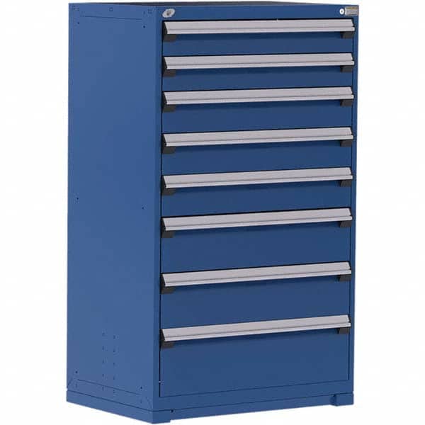 Rousseau Metal - 8 Drawer Avalanche Blue Steel Modular Storage Cabinet - Americas Industrial Supply