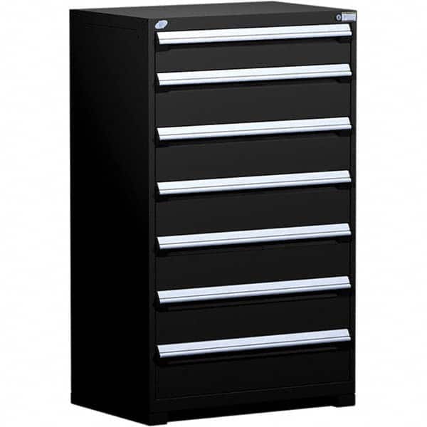 Rousseau Metal - 7 Drawer Black Steel Modular Storage Cabinet - Americas Industrial Supply