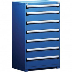 Rousseau Metal - 7 Drawer Avalanche Blue Steel Modular Storage Cabinet - Americas Industrial Supply