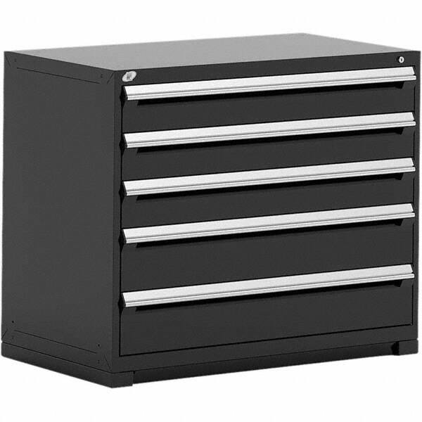 Rousseau Metal - 5 Drawer Black Steel Modular Storage Cabinet - Americas Industrial Supply