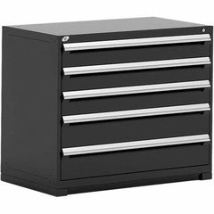 Rousseau Metal - 5 Drawer Black Steel Modular Storage Cabinet - Americas Industrial Supply