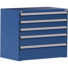 Rousseau Metal - 5 Drawer Avalanche Blue Steel Modular Storage Cabinet - Americas Industrial Supply