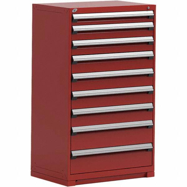 Rousseau Metal - 9 Drawer Flame Red Steel Modular Storage Cabinet - Americas Industrial Supply