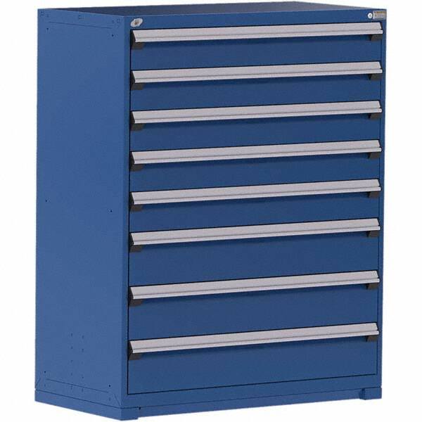 Rousseau Metal - 8 Drawer Avalanche Blue Steel Modular Storage Cabinet - Americas Industrial Supply