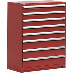 Rousseau Metal - 8 Drawer Flame Red Steel Modular Storage Cabinet - Americas Industrial Supply