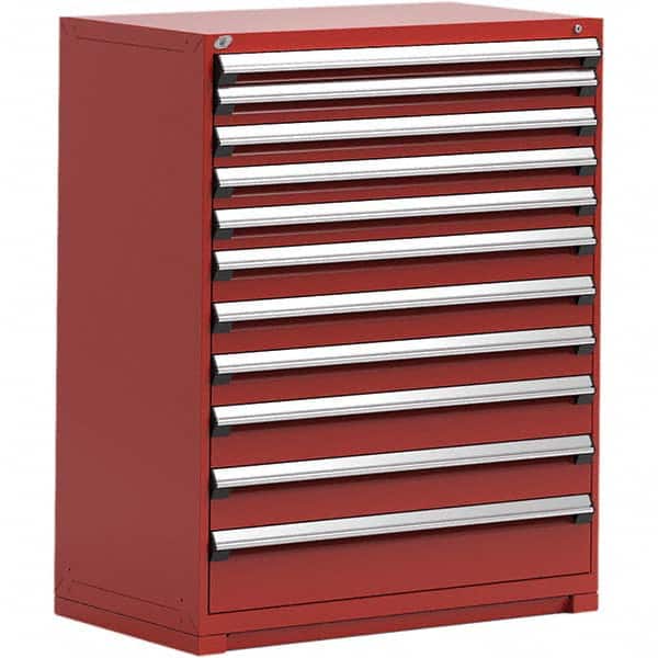 Rousseau Metal - 11 Drawer Flame Red Steel Modular Storage Cabinet - Americas Industrial Supply