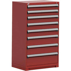 Rousseau Metal - 8 Drawer Flame Red Steel Modular Storage Cabinet - Americas Industrial Supply