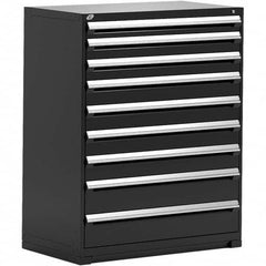 Rousseau Metal - 9 Drawer Black Steel Modular Storage Cabinet - Americas Industrial Supply