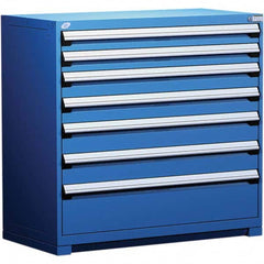 Rousseau Metal - 7 Drawer Avalanche Blue Steel Modular Storage Cabinet - Americas Industrial Supply