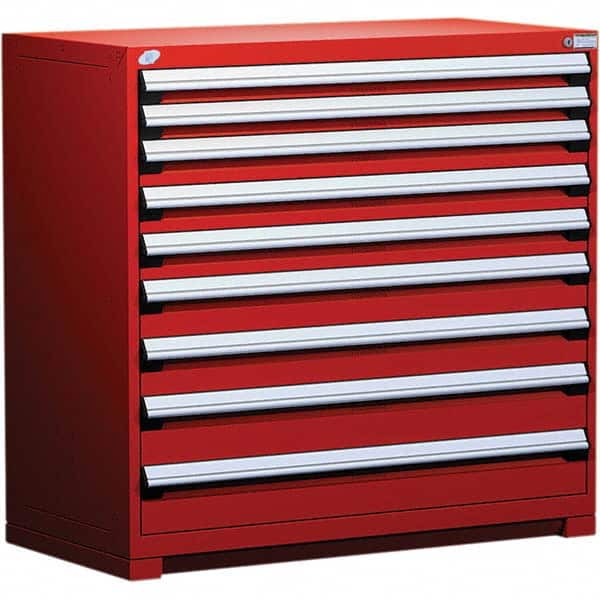 Rousseau Metal - 9 Drawer Flame Red Steel Modular Storage Cabinet - Americas Industrial Supply