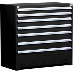 Rousseau Metal - 7 Drawer Black Steel Modular Storage Cabinet - Americas Industrial Supply