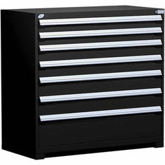 Rousseau Metal - 7 Drawer Black Steel Modular Storage Cabinet - Americas Industrial Supply