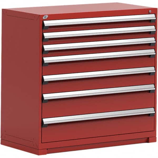 Rousseau Metal - 7 Drawer Flame Red Steel Modular Storage Cabinet - Americas Industrial Supply