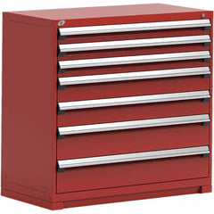 Rousseau Metal - 7 Drawer Flame Red Steel Modular Storage Cabinet - Americas Industrial Supply