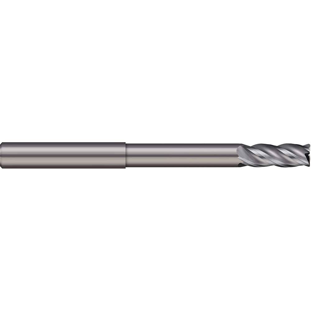 Corner Radius End Mill: 0.3937″ Dia, 0.4724″ LOC, 4 Flutes, Solid Carbide 38 ° Helix, Bright/Uncoated, Corner Radius End